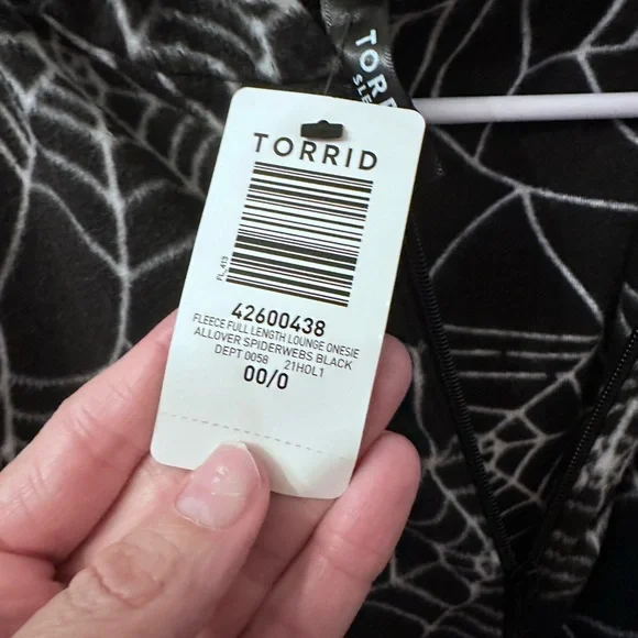 Torrid Black and White Spider Web Lounge Onesie - Picture 3 of 7